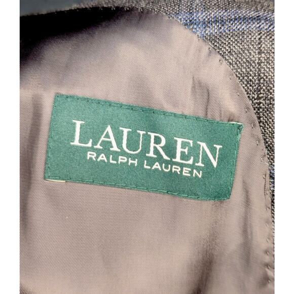 Lauren Ralph Lauren Plaid Sport Coat Men 56R Grey/Blue Two-Button Blazer Jacket - Picture 6 of 7
